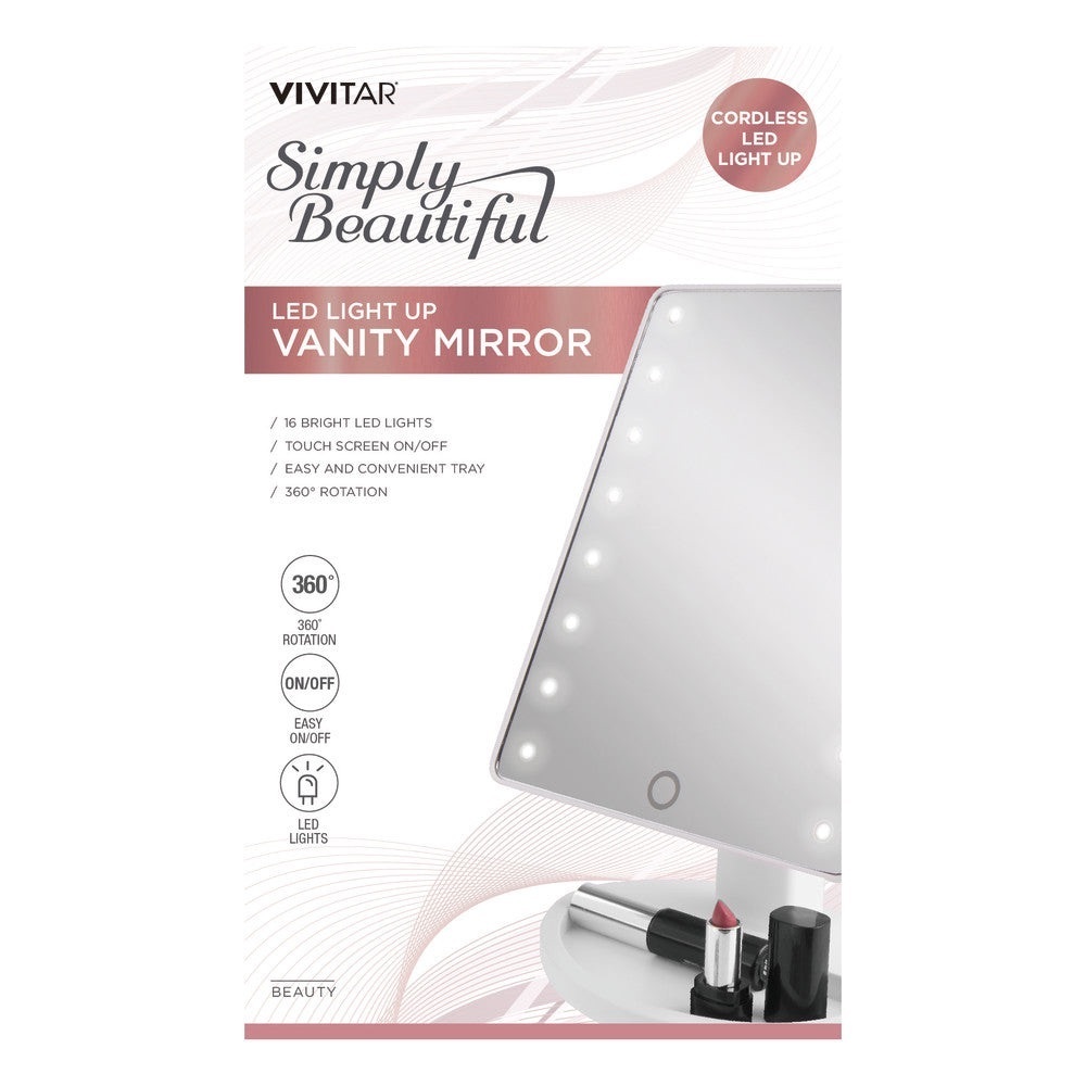 VIVITAR SIMPLY BEAUTIFUL LED LIGHT UP MIRROT - WHITE (NEW WITH TAGS)
